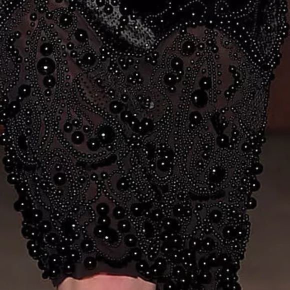 JENNY PACKHAM • Black Velvet Showstopper Beaded Cocktail Party Dress - Picture 6 of 7